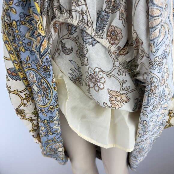 NEW* HOUSE OF HARLOW 1960 Linen Blend Floral Boho Beige Red Blue Maxi Skirt sz S - Picture 10 of 12